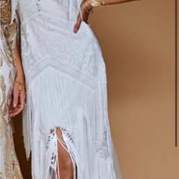 ❗️SALE❗️Rue de Seine Dallas western fringe bohemian Stevie lace wedding dress - Picture 6 of 16